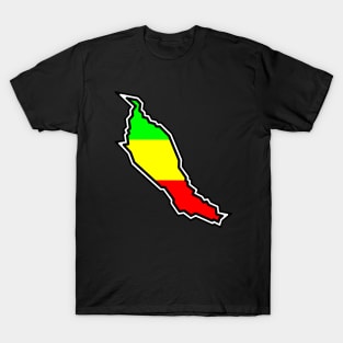 Denman Island Silhouette with Rasta Rastafarian Colours - Rastafari Flag - Denman Island T-Shirt